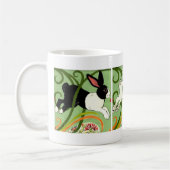 Art Deco Bunny Rabbit Dutch Gray White Green Koffiemok (Links)