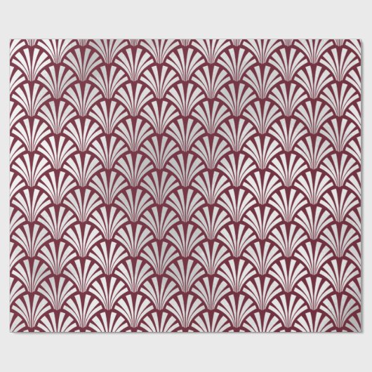 Art Deco Burgundy Silver Gray Scales Seashells Cadeaupapier (Vlak)