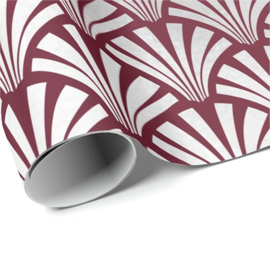 Art Deco Burgundy Silver Gray Scales Seashells Cadeaupapier (Rol Hoek)