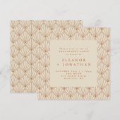Art Deco Burnt Oranje Elegant Engagement Party Kaart (Voorkant / Achterkant)