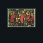 Art Deco Business Industrial Manufacturing Canvas Afdruk<br><div class="desc">illustratiekunst deco bedrijfsfabriek en arbeidsintensief ontwerp met een staalfabricagescène. Blauwe kraag mannen,  arbeiders,  fabrikanten en machines werken aan het werk.</div>