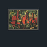 Art Deco Business Industrial Manufacturing Canvas Afdruk<br><div class="desc">illustratiekunst deco bedrijfsfabriek en arbeidsintensief ontwerp met een staalfabricagescène. Blauwe kraag mannen, arbeiders, fabrikanten en machines werken aan het werk.</div>