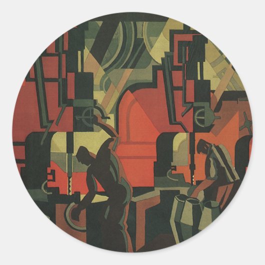  Art Deco Business Industrial Manufacturing Ronde Sticker (Voorkant)