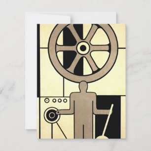 Art Deco Business Wheel and Machine Worker
