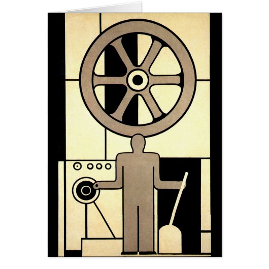  Art Deco Business Wheel and Machine Worker (Voorkant)