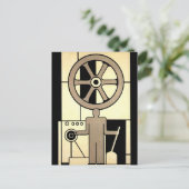 Art Deco Business Wheel and Machine Worker Briefkaart (Staand voorkant)