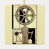 Art Deco Business Wheel and Machine Worker Keramisch Ornament (Achterkant)