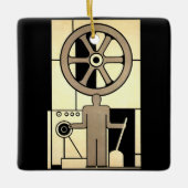 Art Deco Business Wheel and Machine Worker Keramisch Ornament (Voorkant)
