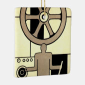  Art Deco Business Wheel and Machine Worker Keramisch Ornament (Rechts)