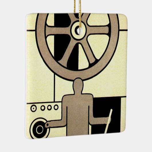  Art Deco Business Wheel and Machine Worker Keramisch Ornament (Rechts)