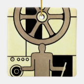  Art Deco Business Wheel and Machine Worker Keramisch Ornament (Achterkant)