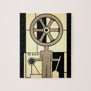 Art Deco Business Wheel and Machine Worker Legpuzzel