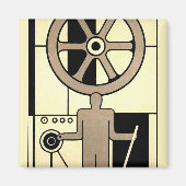  Art Deco Business Wheel and Machine Worker Magneet (Voorkant)