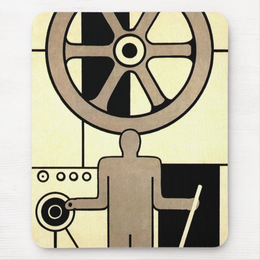 Art Deco Business Wheel and Machine Worker Muismat (Voorkant)