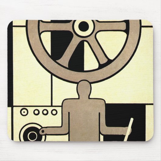 Art Deco Business Wheel and Machine Worker Muismat (Voorkant)