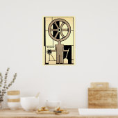 Art Deco Business Wheel and Machine Worker Poster (Keuken)