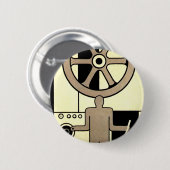  Art Deco Business Wheel and Machine Worker Ronde Button 5,7 Cm (Voorkant /achterkant)