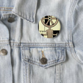  Art Deco Business Wheel and Machine Worker Ronde Button 5,7 Cm (In situ)