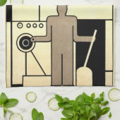  Art Deco Business Wheel and Machine Worker Theedoek (Gevouwen)