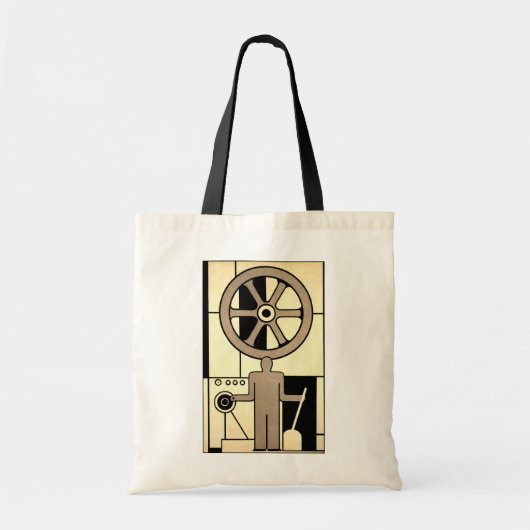Art Deco Business Wheel and Machine Worker Tote Bag (Voorkant)