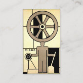  Art Deco Business Wheel and Machine Worker Visitekaartje (Achterkant)