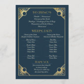 Art Deco Butterfly Blauw Goud Trouwprogramma Save The Date (Achterkant)