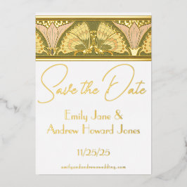 Art Deco Butterfly Calla Lily Bewaar de datum Folie Uitnodiging