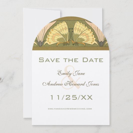 Art Deco Butterfly Calla Lily Wedding Kaart (Voorkant)