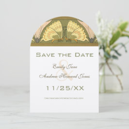 Art Deco Butterfly Calla Lily Wedding Kaart