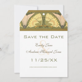 Art Deco Butterfly Calla Lily Wedding Kaart