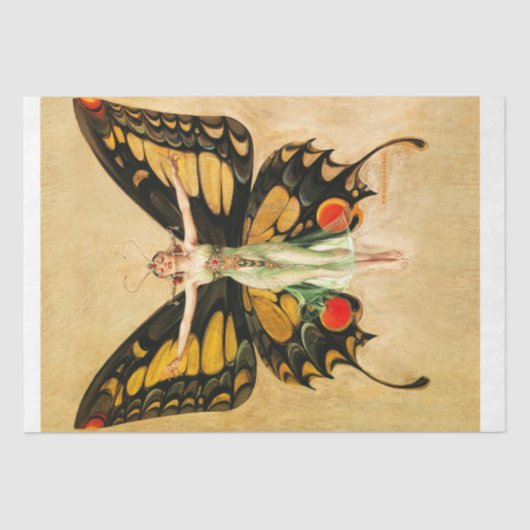 Art Deco Butterfly Fairy FX Leyendecker Decoupage Tissuepapier (Voorkant)