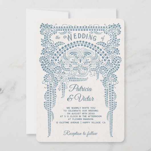 Art Deco Butterfly in Frame Wedding  Invitation Kaart (Voorkant)