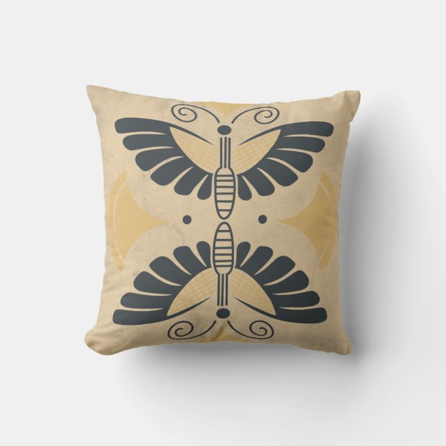  Art Deco Butterfly Motif Kussen (Voorkant)