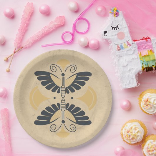  Art Deco Butterfly Motif Papieren Bordje (Feest)