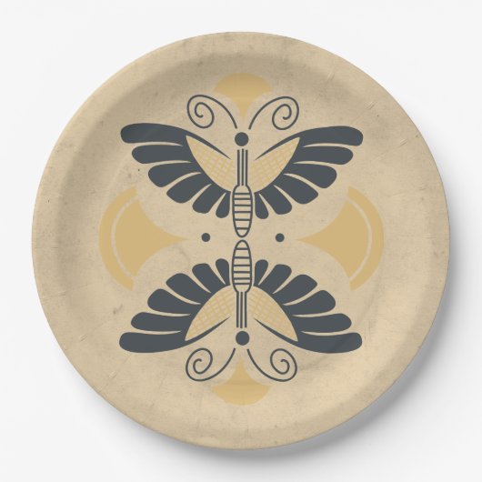 Art Deco Butterfly Motif Papieren Bordje (Voorkant)