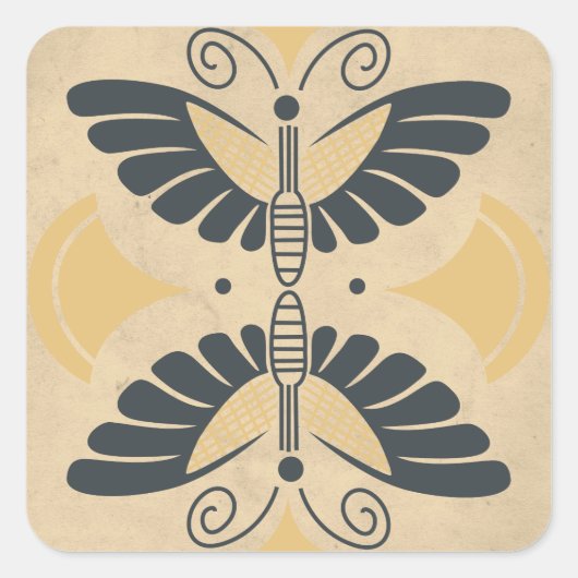 Art Deco Butterfly Motif Vierkante Sticker (Voorkant)