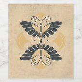  Art Deco Butterfly Motif Wijn Etiket (Enkel label)