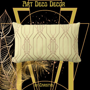Art Deco Butterroom & Gold Lumbar Pillow Kussen
