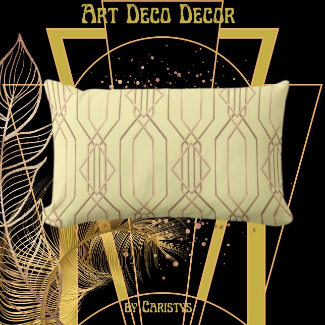 Art Deco Butterroom & Gold Lumbar Pillow Kussen (Creator heeft geüpload)