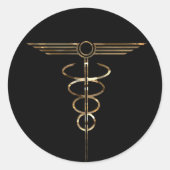 Art Deco Caduceus Ronde Sticker (Voorkant)