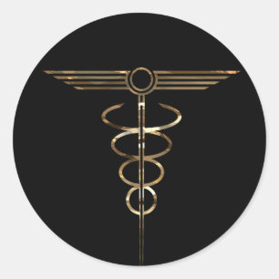 Art Deco Caduceus Ronde Sticker
