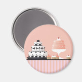 Art Deco Cakes op een gestreepte tafelkleed Magneet (Voorkant / Achterkant)