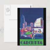 Art Deco Calcutta City Theater Scene High Contrast Briefkaart (Voorkant / Achterkant)