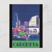 Art Deco Calcutta City Theater Scene High Contrast Briefkaart (Voorkant)