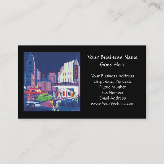 Art Deco Calcutta City Theater Scene High Contrast Visitekaartje (Voorkant)