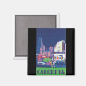 Art Deco Calcutta Stadstheater Scène Hoog contrast Magneet (Voorkant / Achterkant)