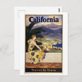  Art Deco California Travel Briefkaart (Voorkant / Achterkant)