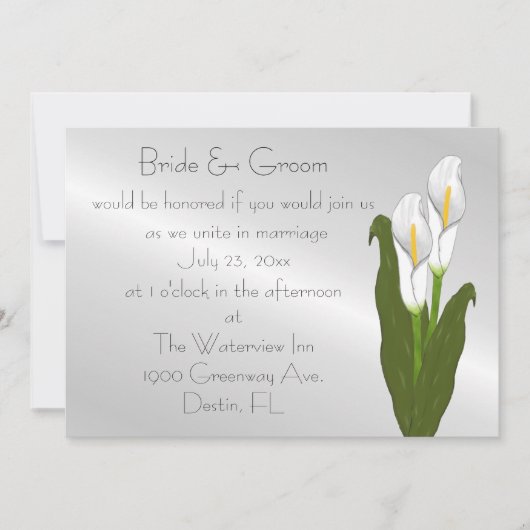 Art Deco Calla Lily Wedding Uitnodiging (Voorkant)