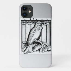 Art Deco carved stone falcon - zilver iPhone 11 Hoesje