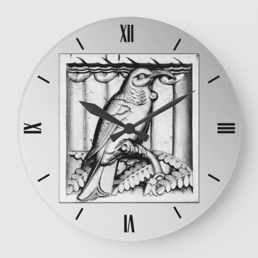 Art Deco carved stone falcon - zilver Grote Klok (Voorkant)